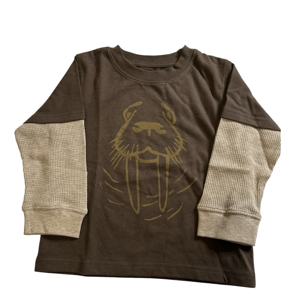 Gymboree 2T Walrus Long Sleeve Shirt Brown Layered Waffle Thermal Arctic 2008